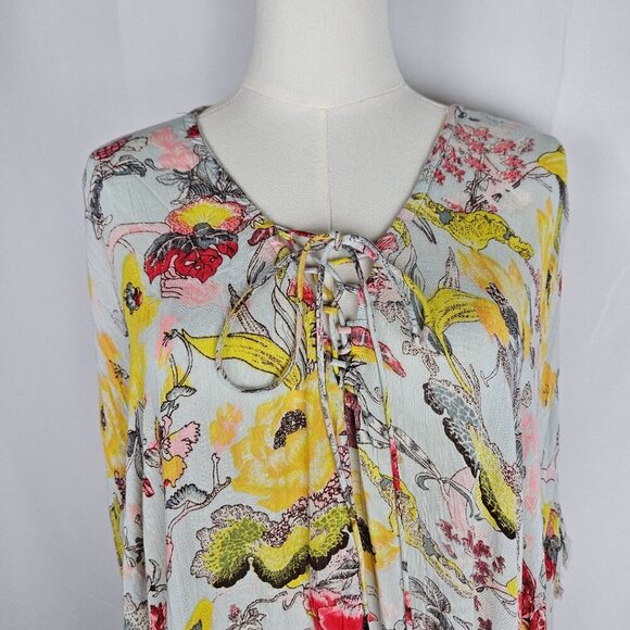 Z & L Floral Boho Tunic Caftan Top Dress Coverup S or Medium Lightweight Green - Picture 5 of 11